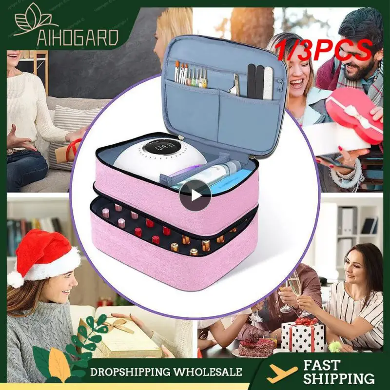 

1/3PCS Nailpolish Organizer Nail Polish Storage Bag Portable Cosmetic Large Handbag Organizer Double Layer Design Nail Box