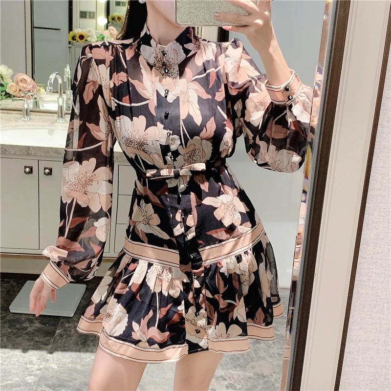 

Высококачественное дизайнерское праздничное мини-платье BULOCHOVA, новинка 2022, весеннее повседневное женское платье-рубашка с воротником-стой...