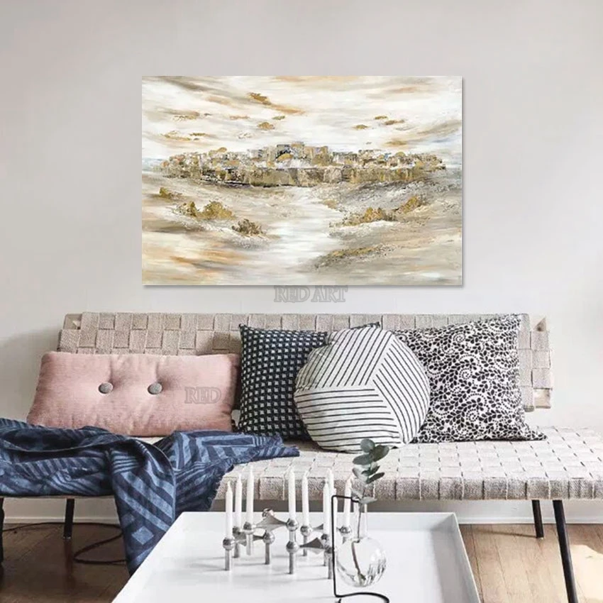 Роскошное искусство для декора стен текстура золотой фольги классический замок