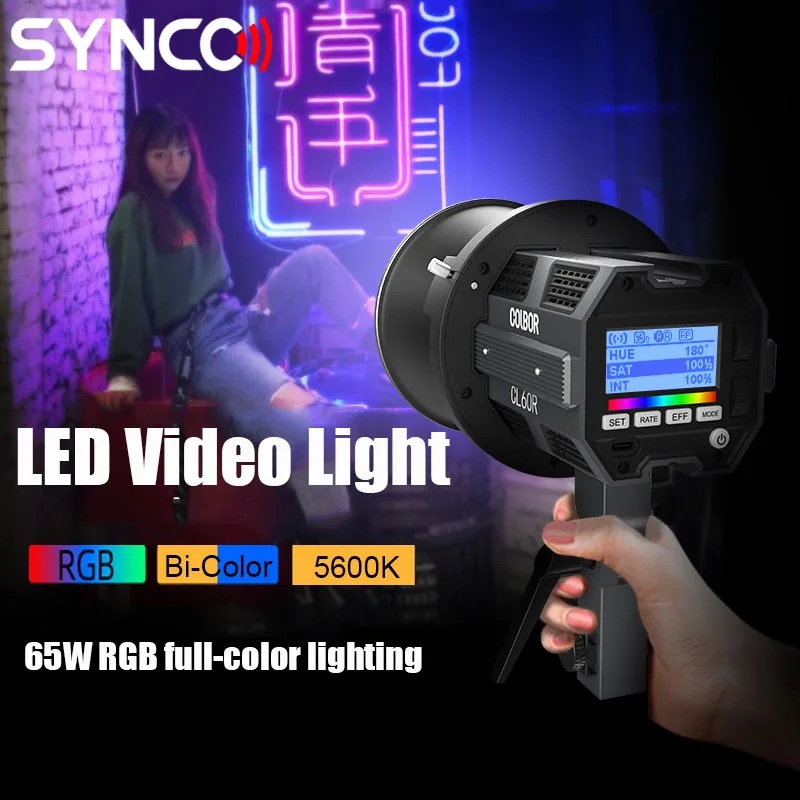 

SYNCO COLBOR CL60R RGB LED Video Light Noiseless Photograhy Light With APP Control Bowens Mount Studio Photo Lamp for Shooting