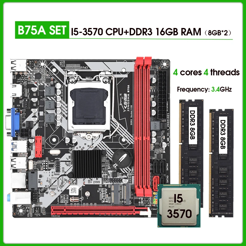 Комплект материнской платы LGA 1155 с процессором Core I5 3570 и 2*8G ...
