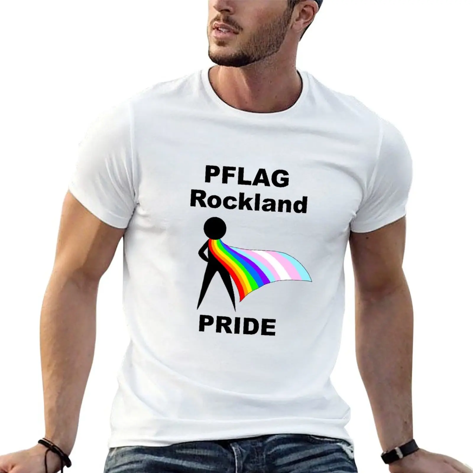 Фото Футболка PFLAG Rockland Pride, хлопковые футболки для мужчин, 100% хлопковые футболки с принтом для мужчин, мужская футболка с графическим рисунком, футболка №1