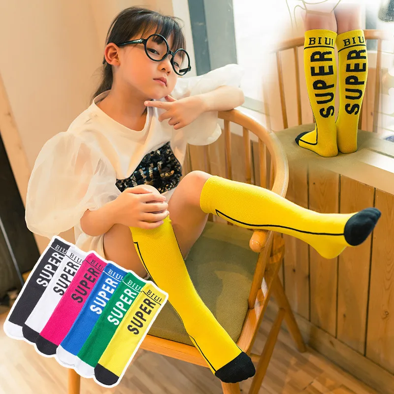 

Four Seasons INS Kids Fashion Stockings Combed Cotton Boys And Girls Mid-length Breathable Soft Socks AB Letter Socks