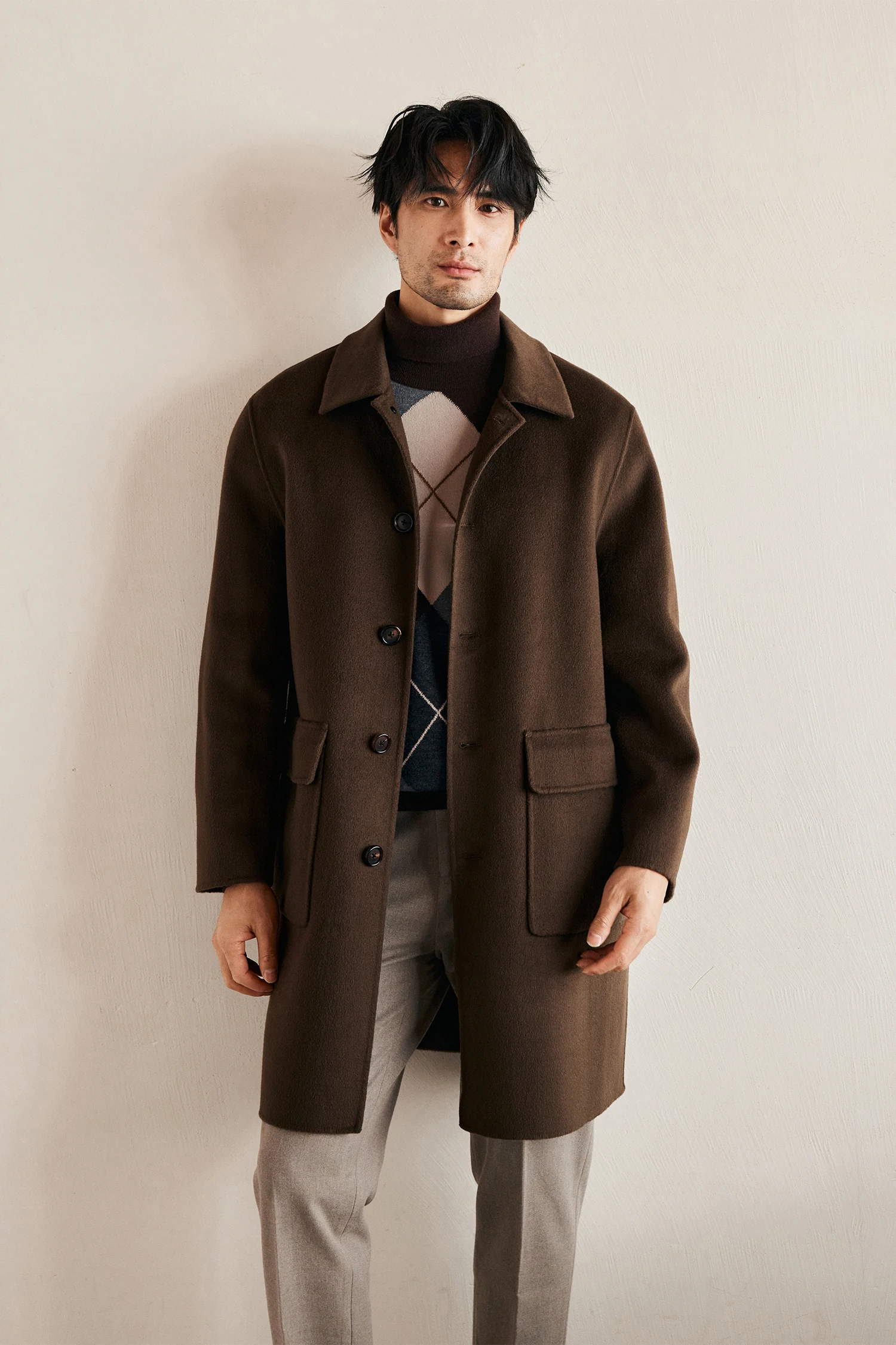 Milan Elite Gentleman массивное двустороннее шерстяное пальто средней длины с лацканами