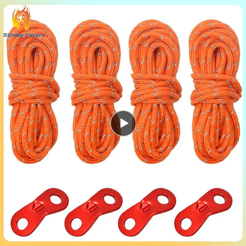 

4m Windproof Rope Set Polypropylene High Elasticity Tent Rope Reflective Rope Outdoor Camping Tent Polyester Yarn Luminous