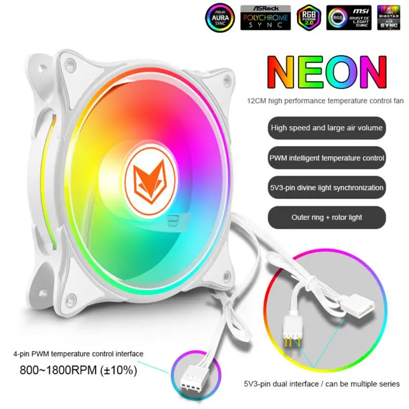 

120mm RGB ARGB Fan Cooler PWM 4PIN 5V 3PIN Ventilator Hydraulic Bearings PC Computer Cooling Case Radiator Chassis Cooling Fan