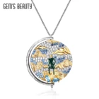 Женское колье с подвеской из серебра 925 пробы, с голубым топазом