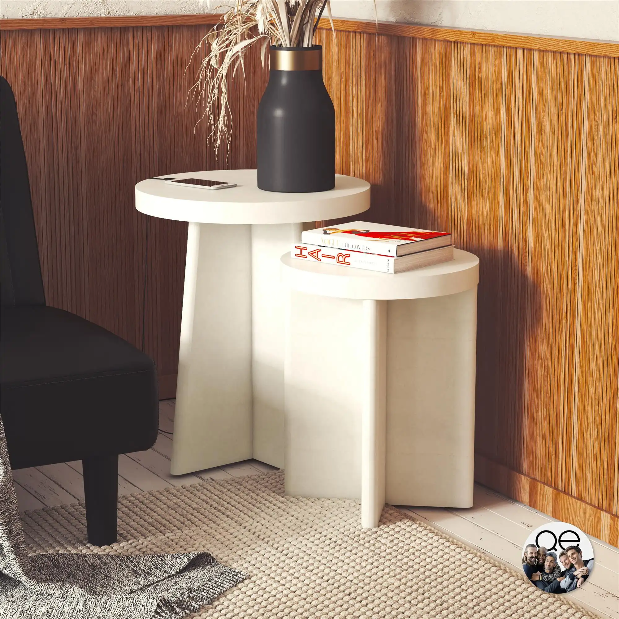 

Liam Round End Tables, Set of 2, Plaster