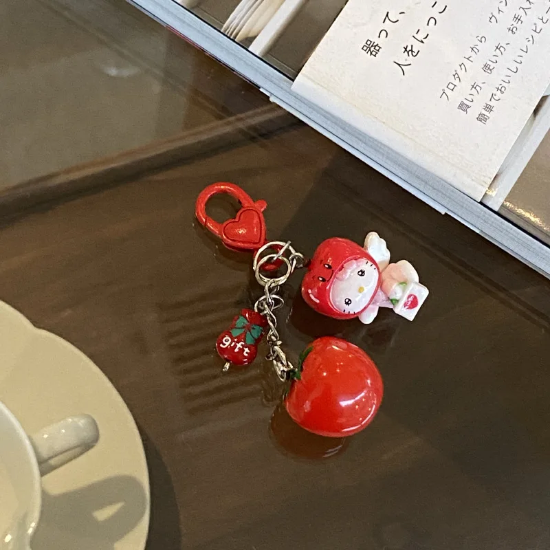 Sanrio Hello Kitty Рождественский Новый Год Фруктовый Брелок Креативный Помидор Рюкзак