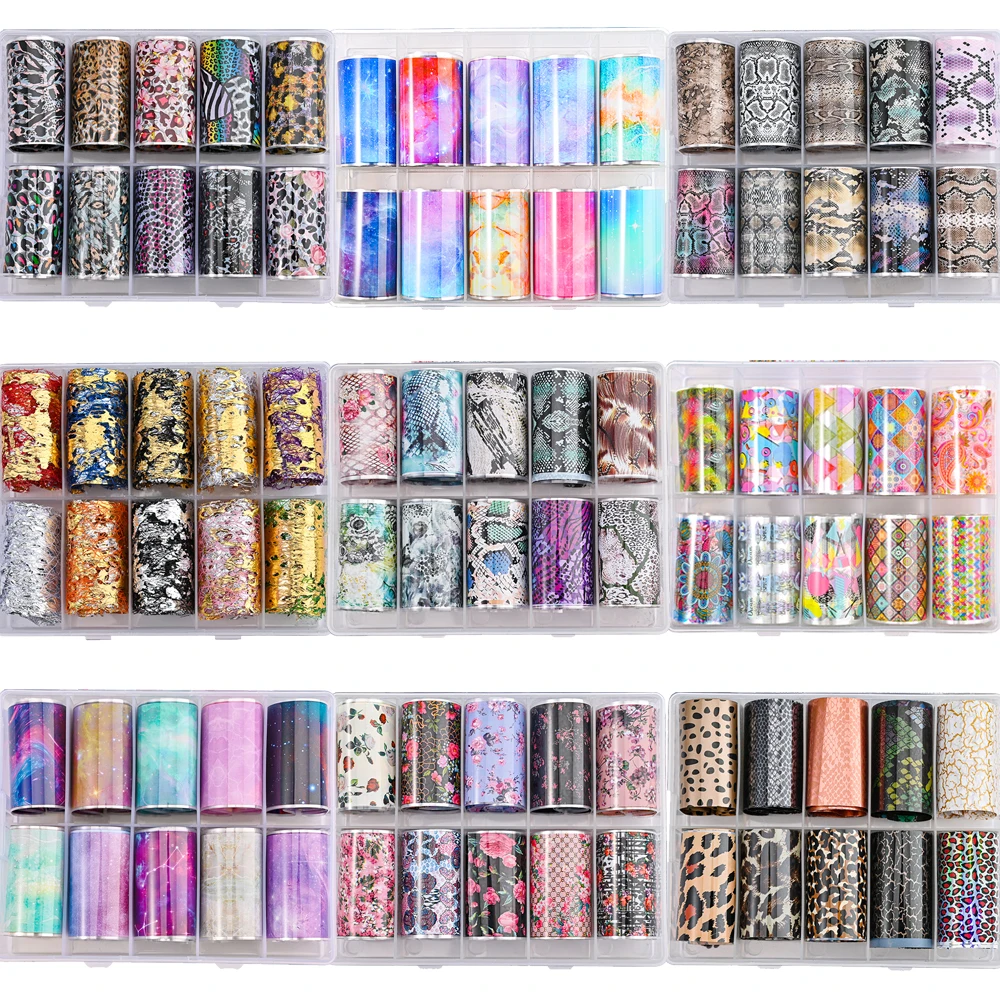 

1000cm/Box Animal Nail Foils for Transfer Paper Stickers Sliders Adhesive Nails Wraps DIY Water Marble Nail Art Decoration Foils