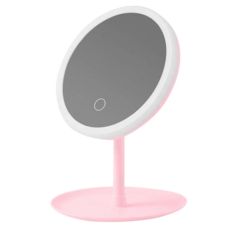 

Magnifying Makeup Mirror With Lights 3 Color Lighting Press Screen Dimming 180 Degree Rotation Vanity Mirror