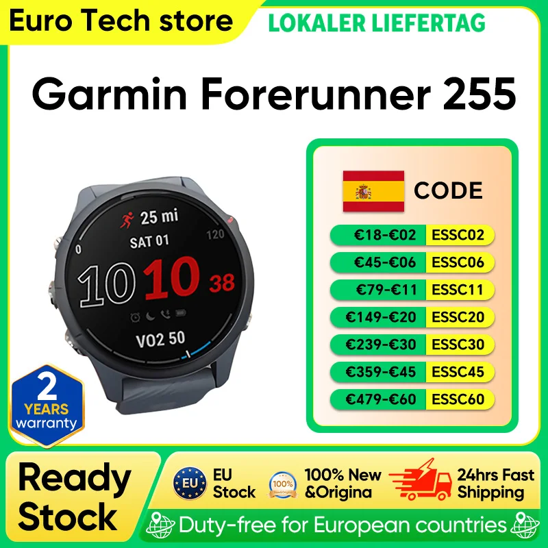 Garmin Forerunner 255 Sports Smartwatch 46mm 1.3inch Color Screen 14 Days Calorie Tracker RAM Bluetooth Wifi 5ATM Waterproof