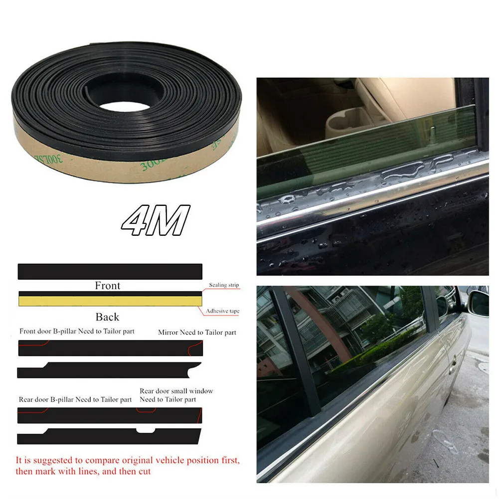 

Practical Sealing Strip EPDM Edge Front&Rear Moulding Noise Rubber Side Trim 15MM Waterproof Weatherstrip Black