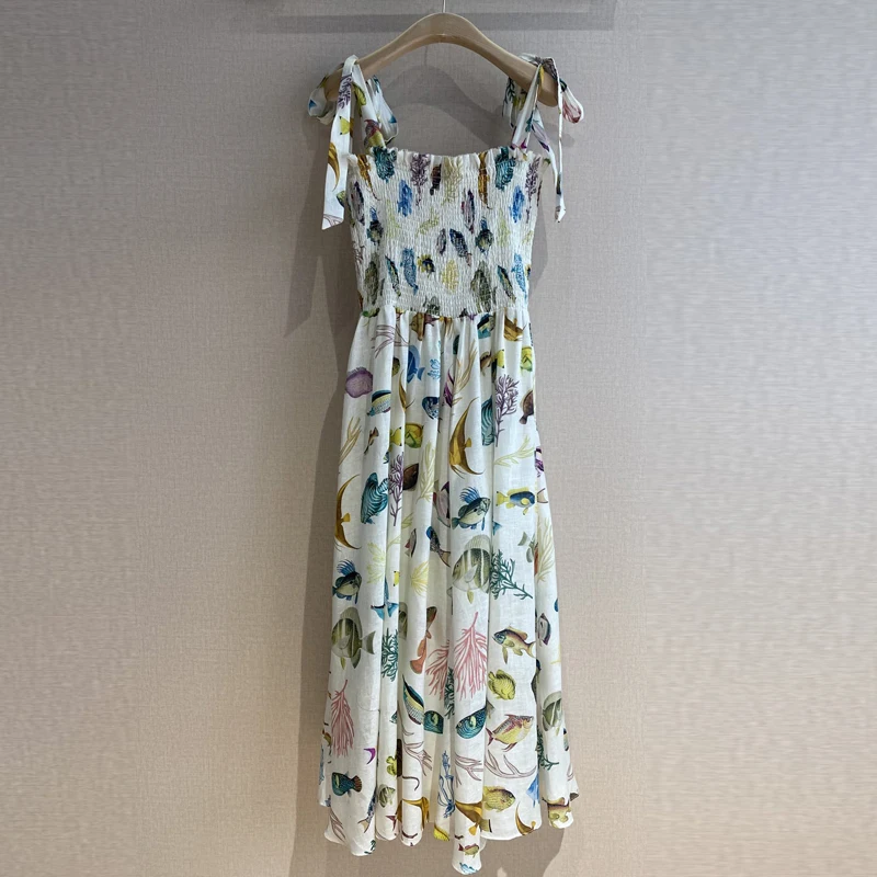 

Red RoosaRosee Spring 2022 Runway Women Sexy Slash-neck Collar Floral Print Elastic Party Linen Dress Female Vestidos Robe Femme