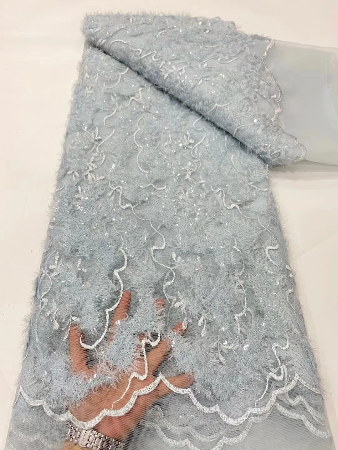 

Бесплатная доставка, фотообои с блестками NDPN284, Новое поступление, вышитые Французские тюлевые кружева для детской и свадебного платья