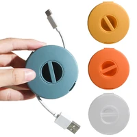 portable round data cable storage box travel cable organizer rotating cable winder box container office wire manager cord holder