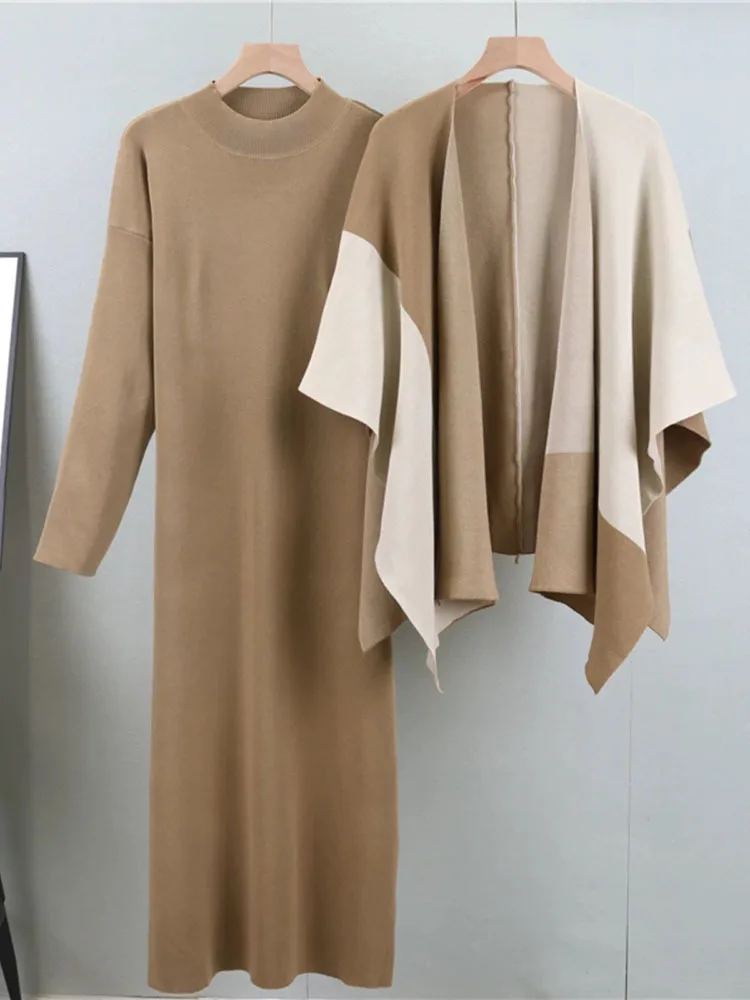 BZVW трикотажные комплекты для женщин 2024 осень-зима новая накидка контрастного