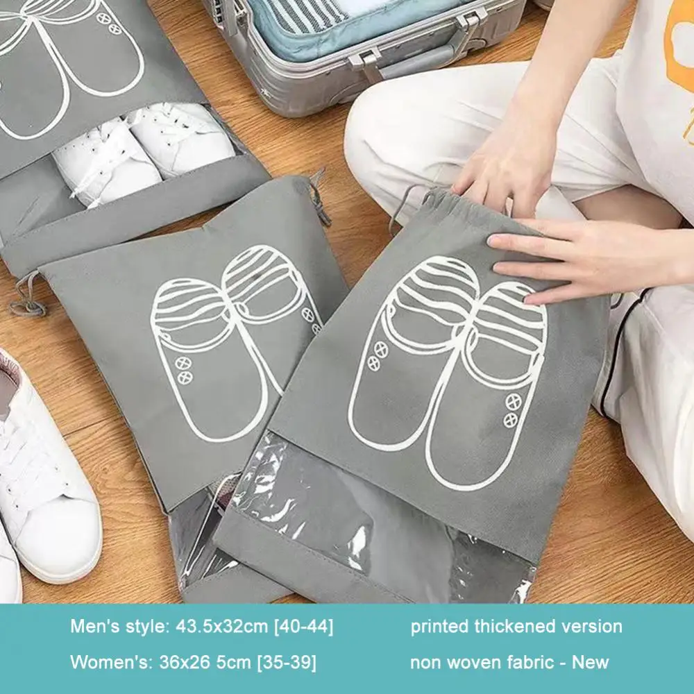 

Portable Shoe Storage Bag Dust-proof Non-woven Shoe Bag Shoe Storage Organizer Beam Mouth Storage Bags Translucent Matte