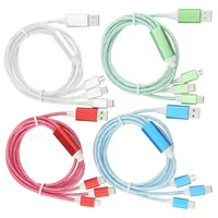LED Glow Flowing 3 in 1 USB Charger Cable Type C 8Pin Micro Usb Charging Wire For iPhone X Samsung S9 S8 Charge Cord Line