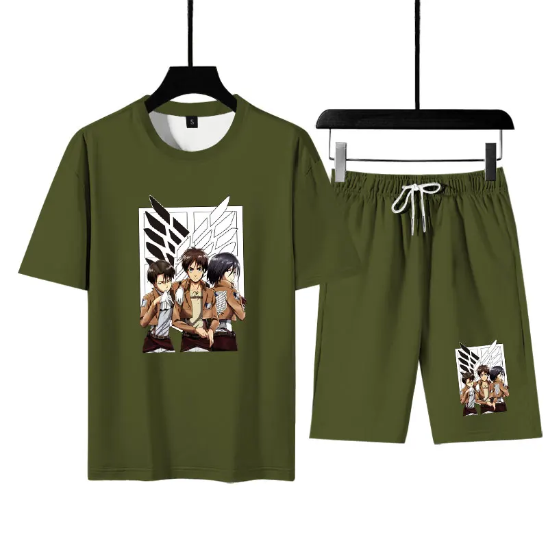 

Футболка и шорты для косплея мужские, летняя уличная одежда с рисунком аниме «атака на Титанов», повседневные цифровые аксессуары 3D