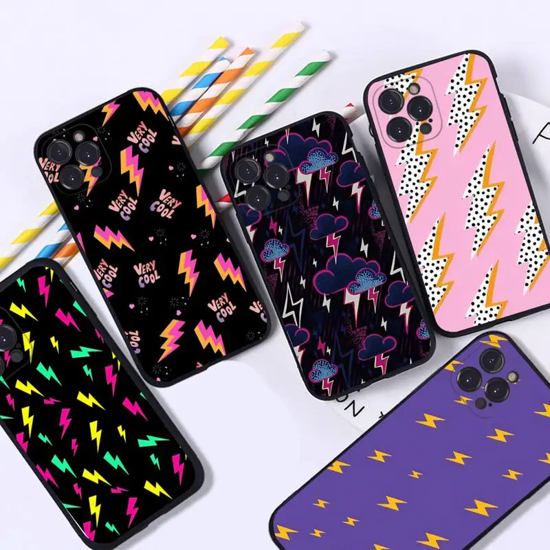

Cartoon Cute lightning Phone Case For iPhone 14 11 12 13 Mini Pro XS Max Cover 6 7 8 Plus X XR SE 2020 Funda Shell