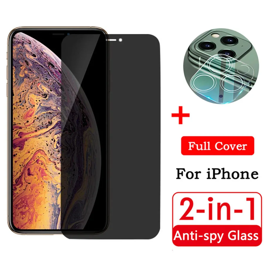 

Полноразмерное антишпионское стекло 2-в-1 для iPhone 13, 12 Pro, XS MAX, XR, объектив камеры + частная пленка для iPhone 7, 8Plus, SE2020, защита экрана