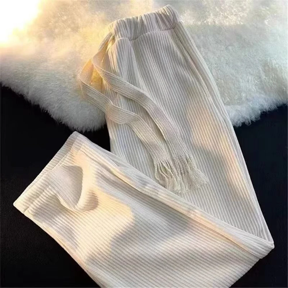 

2022 Korean Corduroy Men Elastic Waist Wide Leg Pants Casual Sports Pants Trousers Male Streetwear Harem Pants Mens Trousers