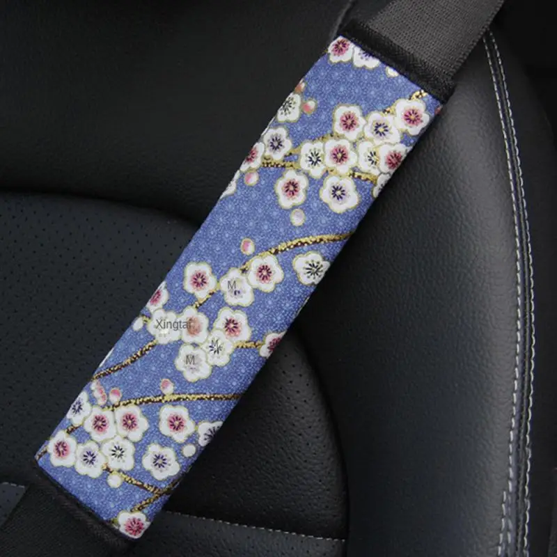 

Universal Safety Belts Shoulder Protection Cherry Blossom Printed Picture Car Seat Belt Shoulder Cover Practical Durable