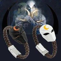 marvel moon knight mask bracelet disney superhero charm woven bangle magnet buckle wristbands jewelry accessories gifts for fans