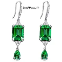 Shipei 925 Sterling Silver Emerald Cut Emerald Created Moissanite Vintage Drop Dangle Earrings Fine Jewelry Wholesale