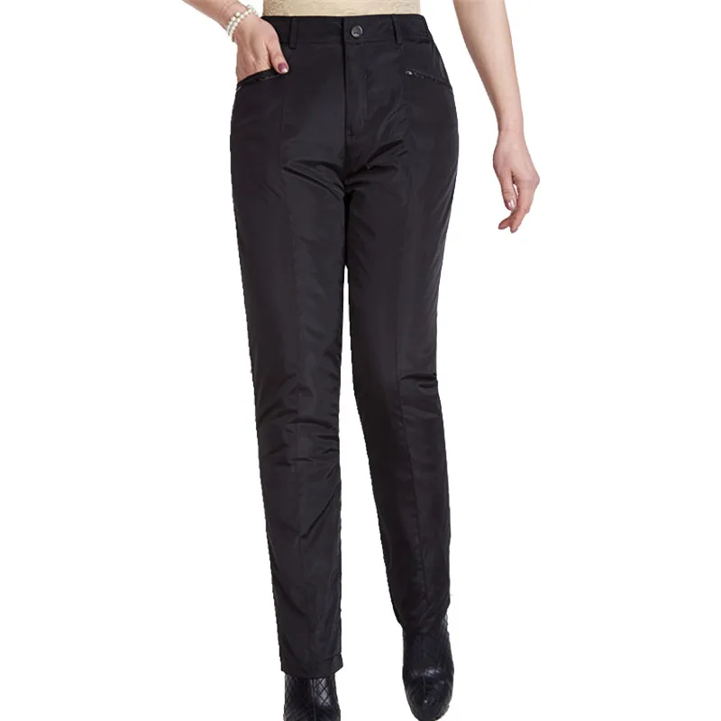 

Woman Autumn Hot Sale Solid High Straight Full Length 100% White Duck Down Pants Female Winter Hot Sale Warm Down Trousers
