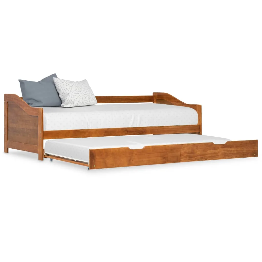 

Pull-out Sofa Bed Frame, Pinewood Bed ,Bedroom Furniture Honey Brown 90x200 cm