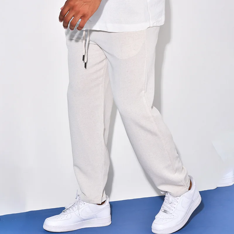 

2022 new men's European and American men's linen summer casual men's trousers summer mens joggers trousers