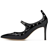 women stiletto thin high heel pumps sexy pointed toe rivet strap evening party shoe fashion summer shallow lady heels 12 chc 16