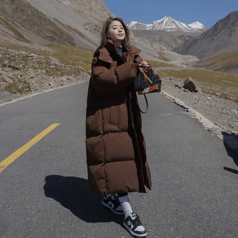 Thick Velvet Korean Version Of Loose Long Knee-Length Cotton-Padded Jacket For Women'S Winter Bread Coat