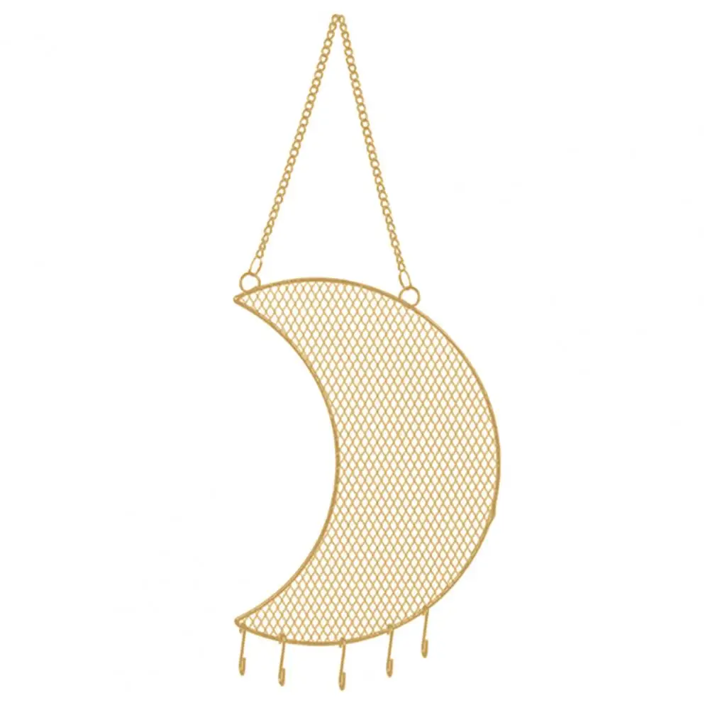 

Great Moon Star Shaped Hanging Earring Stud Grid Wall Hanger Smooth Edge Jewelry Rack Corrosion-resistant for Bedroom