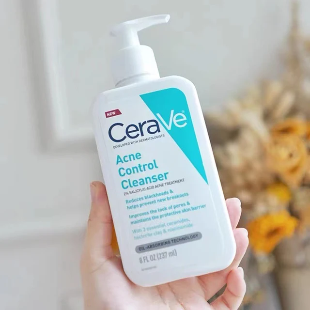 CeraVe Face Wash Acne Treatment 2% Salicylic Acid Cleanser Purifying Clay for Oily Skin Blackhead Remover Clogged Pore Control 6