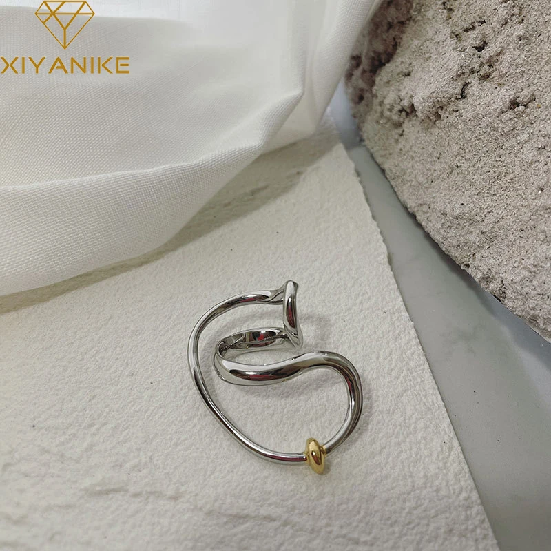 

XIYANIKE Hip Pop Big Wave Open Cuff Finger Rings for Women Luxury New Fashion Party Adjustable Jewelry Girls Gift кольцо женское