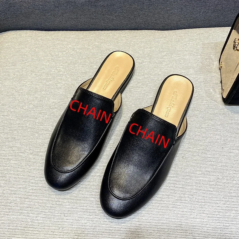 2023 New Fashion Baotou Muller Shoes Casual Single Shoe Flat Heel Women's Slippers
