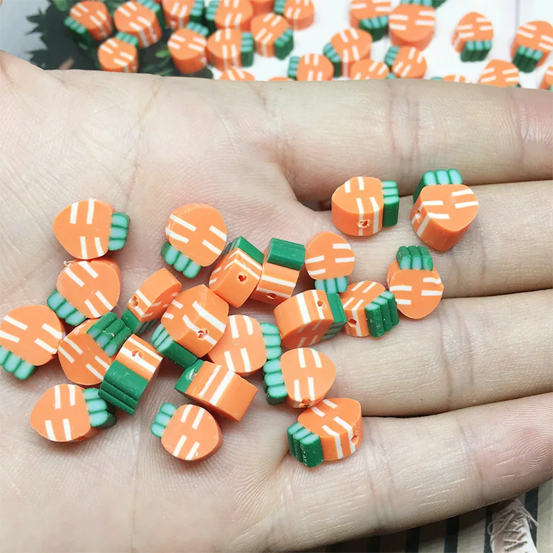

50pcs/lot Polymer Clay Beads Carrot Shape Spacer Bead For Jewelry Making Bracelet Necklace DIY Handmade Accessories
