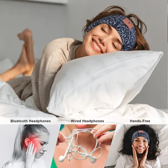 Sleep Headphones 2022 Bluetooth Boho Headband Headphones with HD Thin Speakers Mic for Side Sleepers Calling Yoga Sports Gift 4