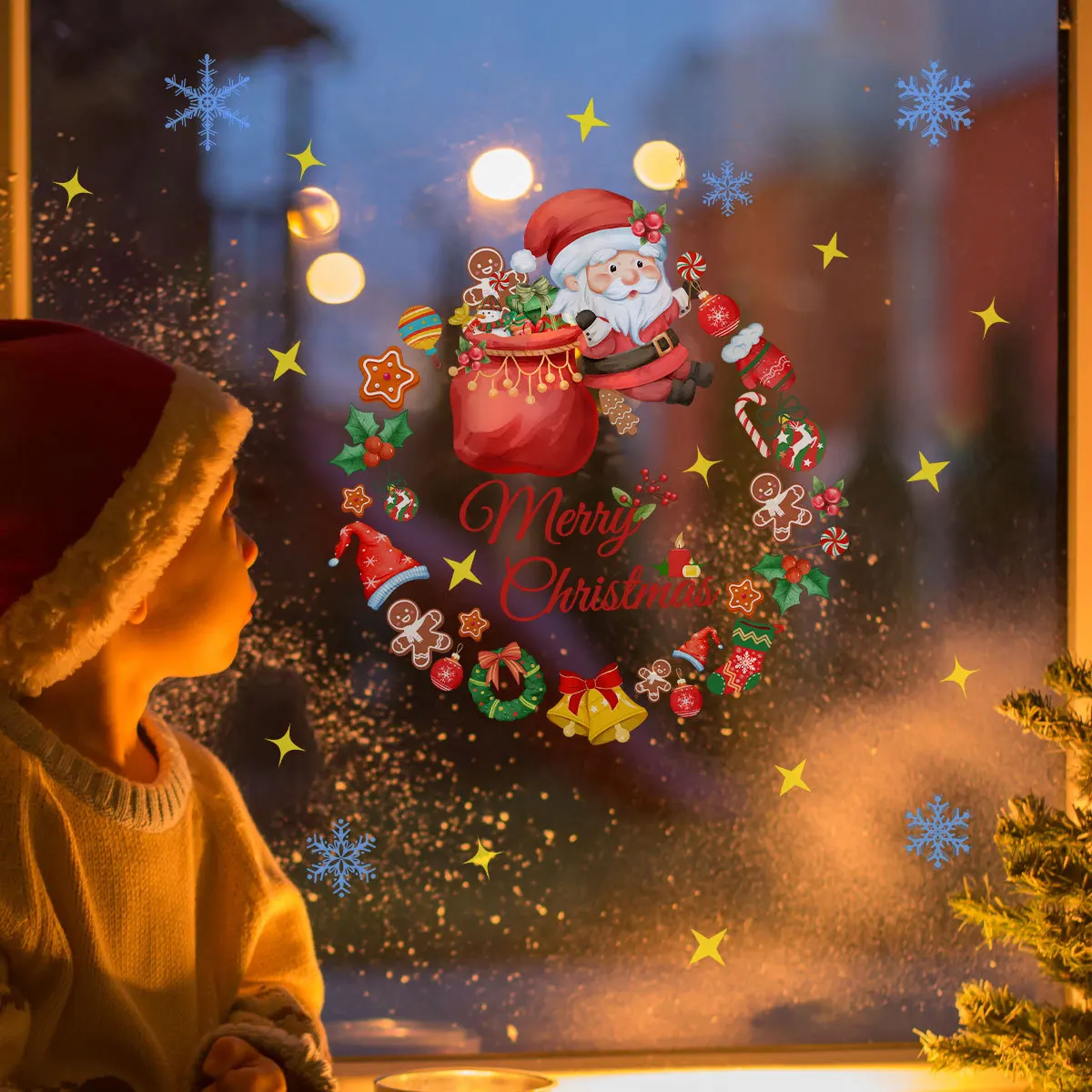 Наклейка на стену в виде Санта-Клауса