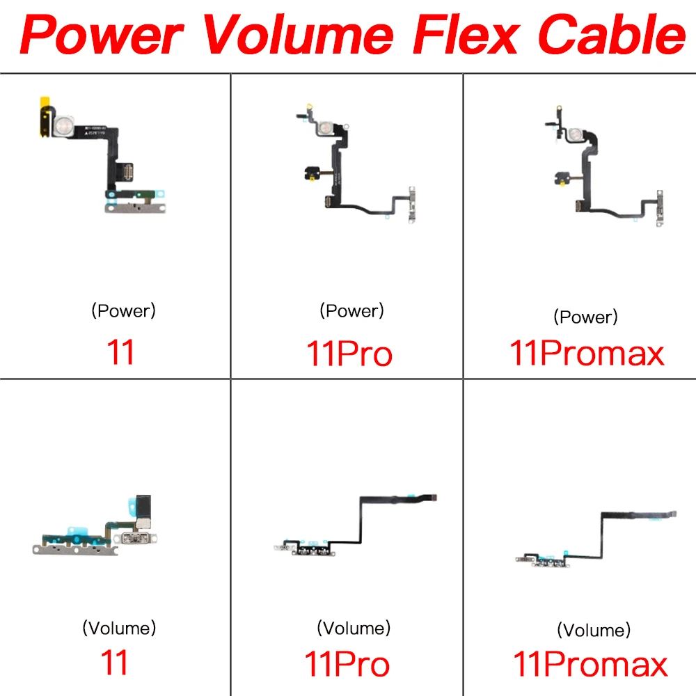 Замена для iPhone 11 Pro Max Power и Кнопка громкости с гибким кабелем переключателя