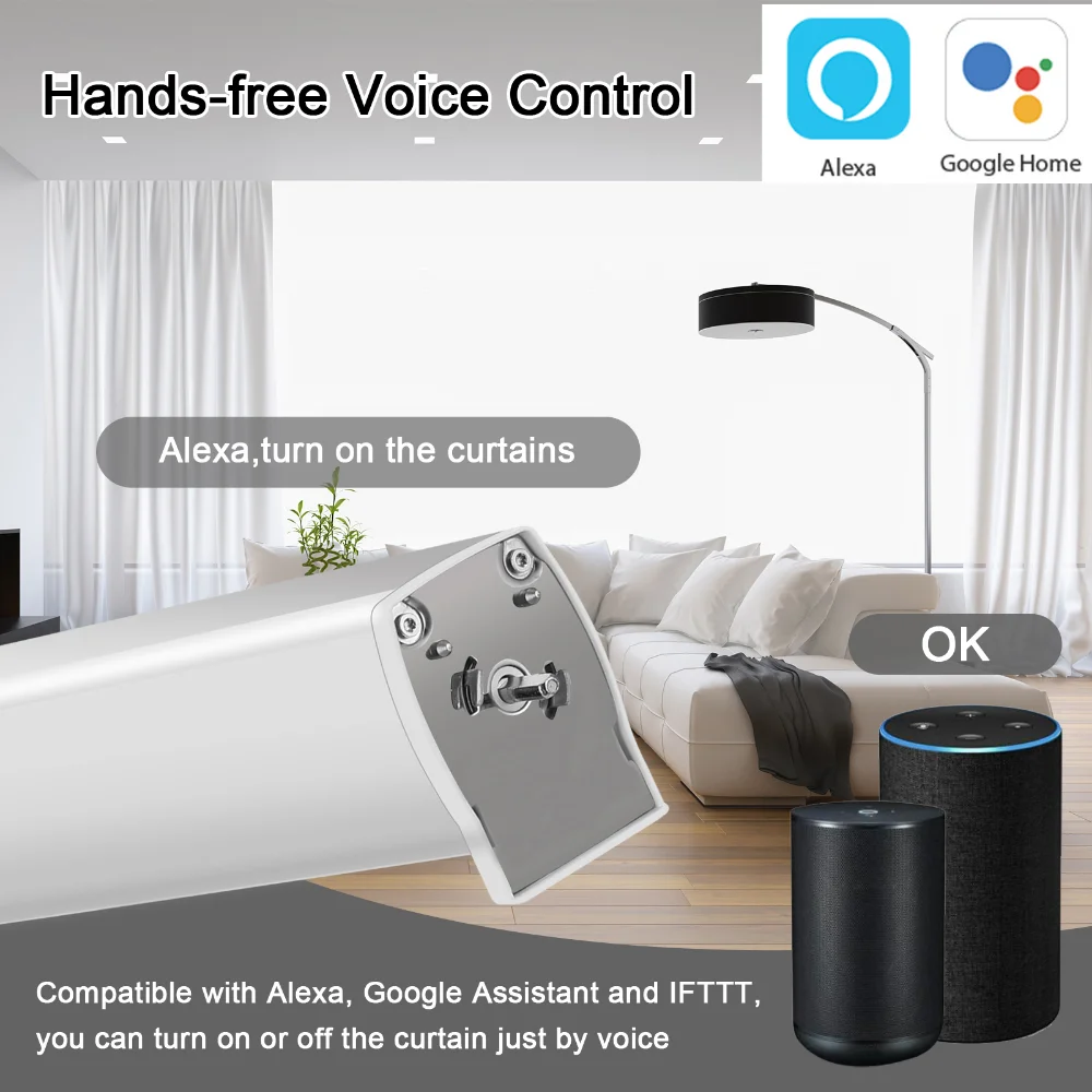 Zigbee Electric Curtain Motor Alex Google Assistant Automatic Mute Motor Tuya with Timing APP Remote Home Voice Control Smart enlarge