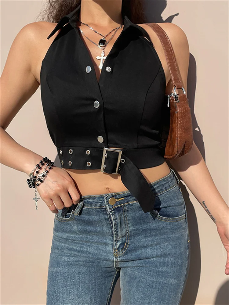 

Кроп-топ с V-образным вырезом и открытой спиной