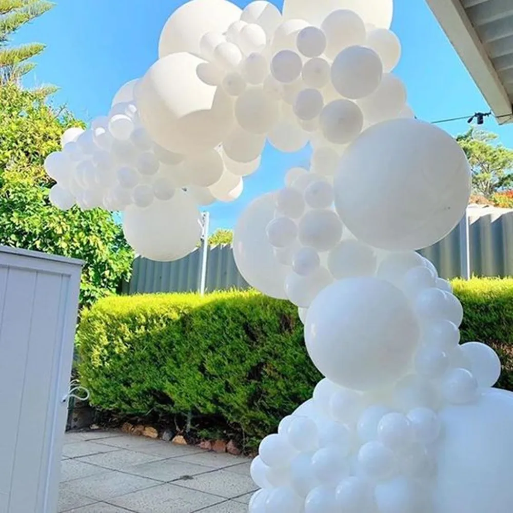 

Гигантские белые круглые шары, свадебные матовые чистые белые шары 5/10/18/36 дюймов, арочный венок, реквизит для украшения дня рождения