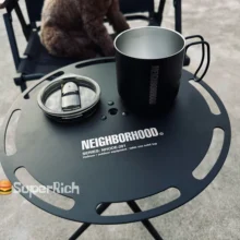Nbhd 야외 암화 캠핑 테이블, 높이 조절 가능한 원형 테이블, 알루미늄 행거 테이블, 안정적인 야외 테이블, 캠핑 테이블