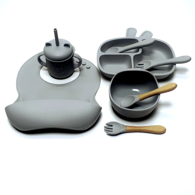 Набор силиконовой посуды для малышей детская силиконовая чаша ложка вилка