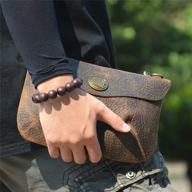 Retro fashion Crazy Horse cowhide man Brown hand hold package outside casual Top cowhide organizer work shoulder crossbody bag