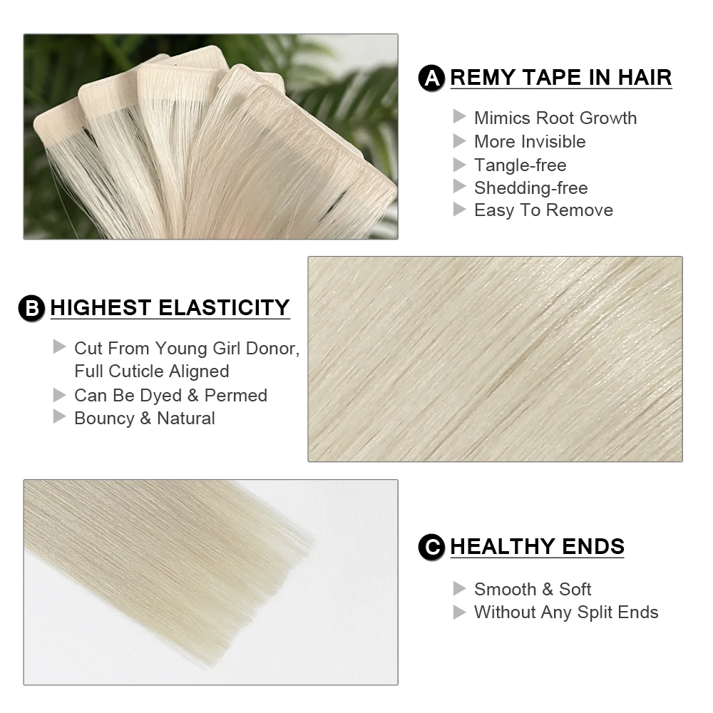 Фото Накладные волосы Hero Remy Hair Injected Tape: невидимые бесшовные пряди из натуральных волос на клейкой ленте, 2 г/шт. №2